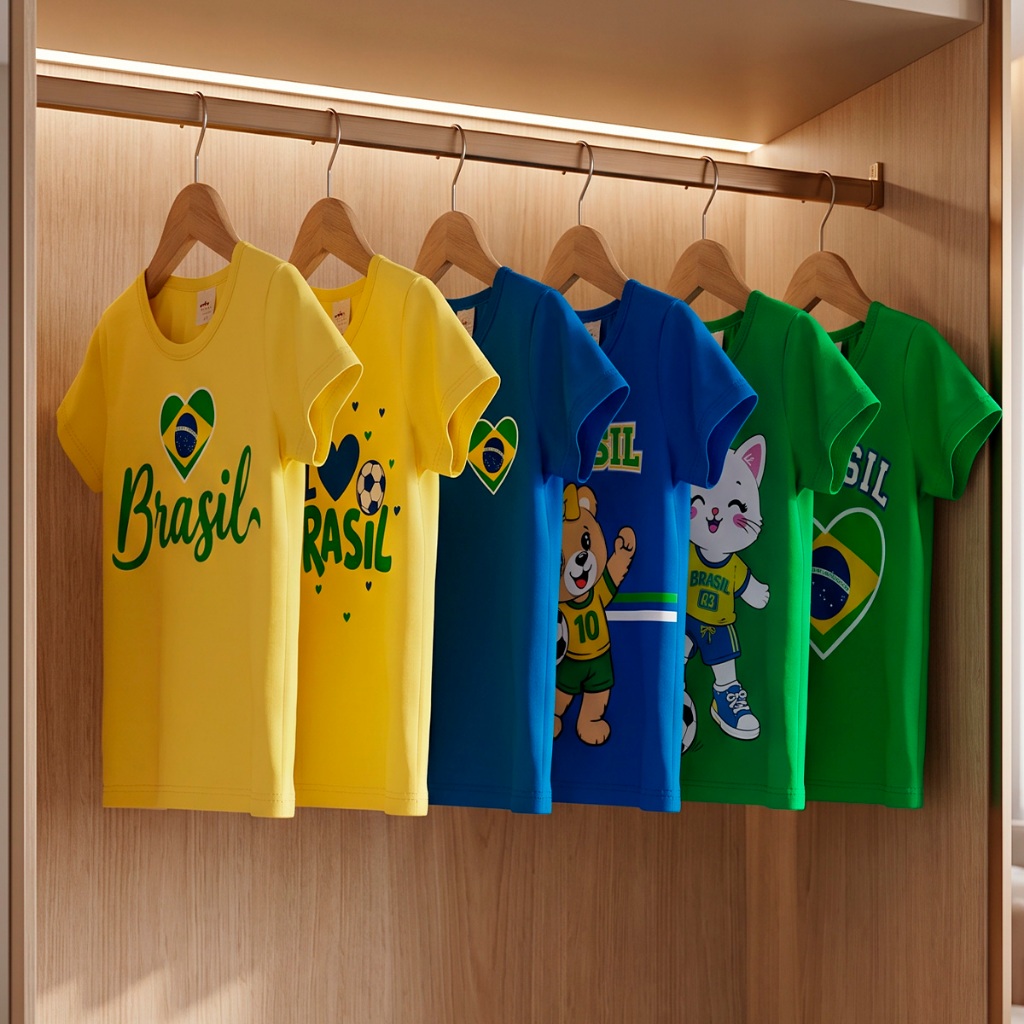 Camiseta Bebê Brasil Copa do Mundo 2026 Roupa Infantil Seleção Brasileira Confortável Algodão Amarelo, Azul, Verde. L12 · foto 2