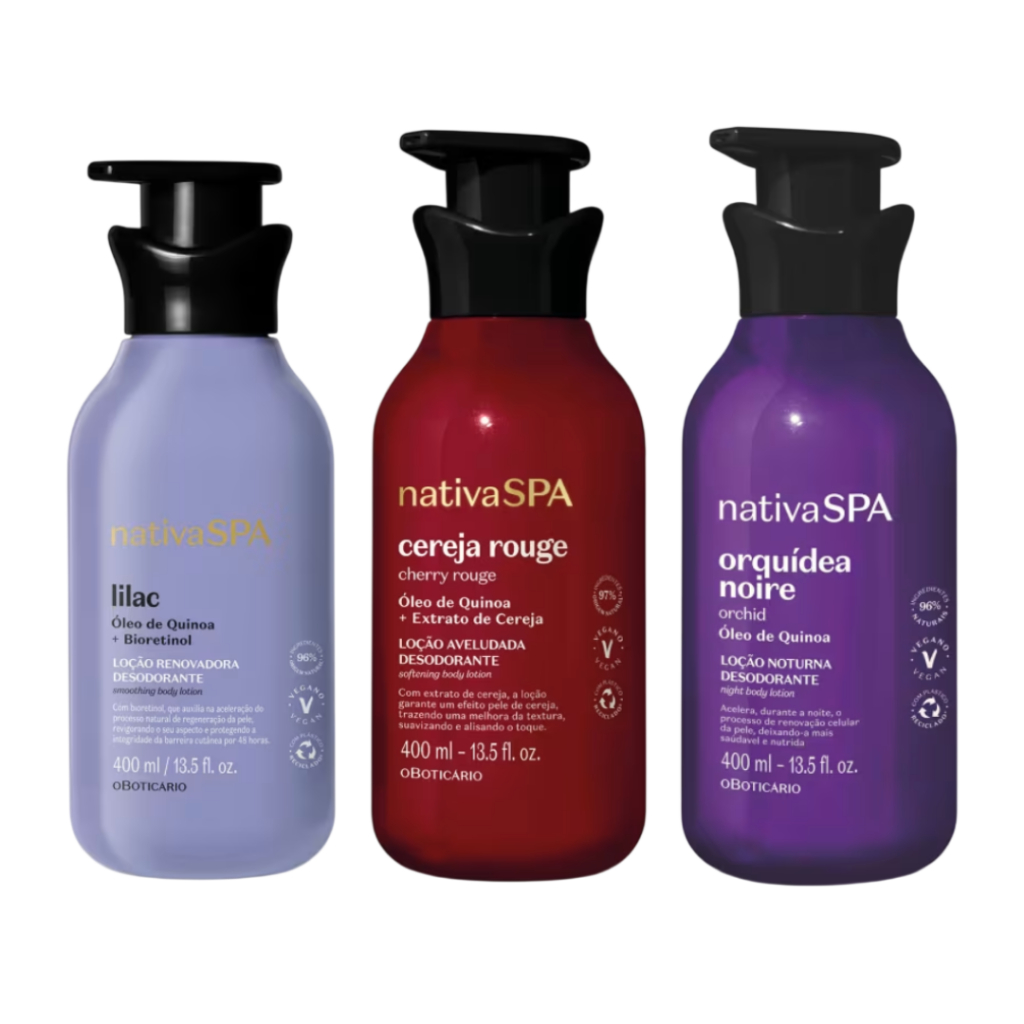 Kit Hidratante Corporal Nativa Spa com 3 Unidades de 400ml – Hidratação Intensa e Pele Macia