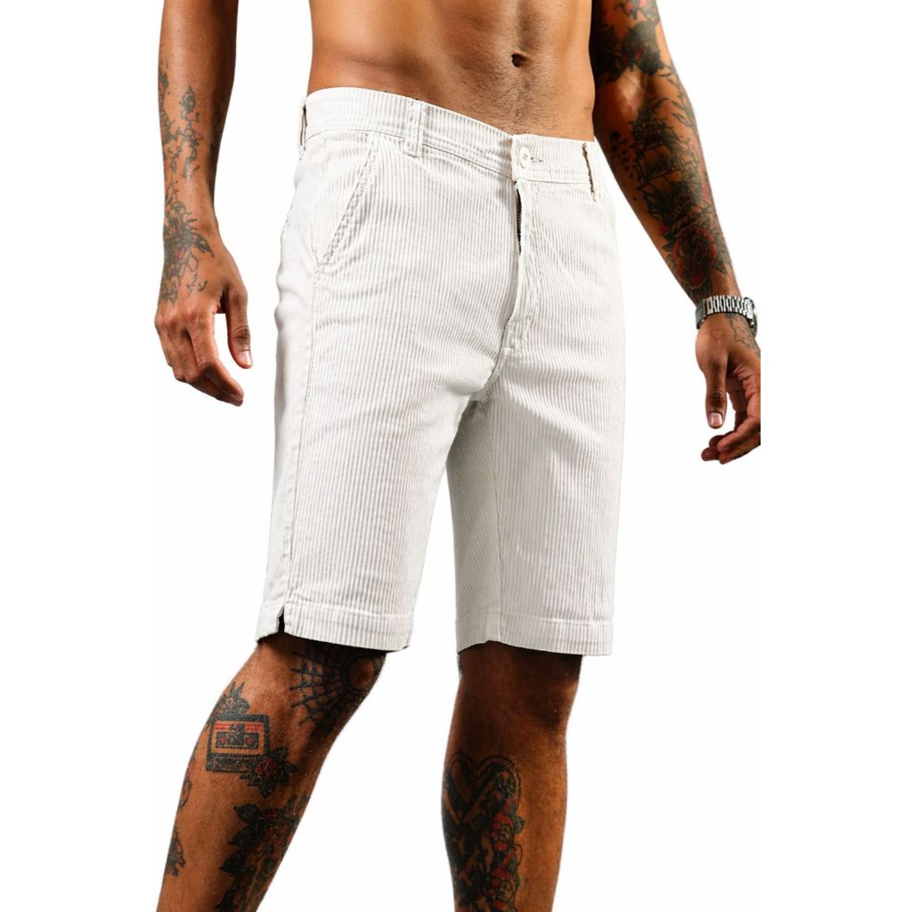 Bermudas Mauricinho Short Sarja Masculino Elastano slim Roupas Masculino