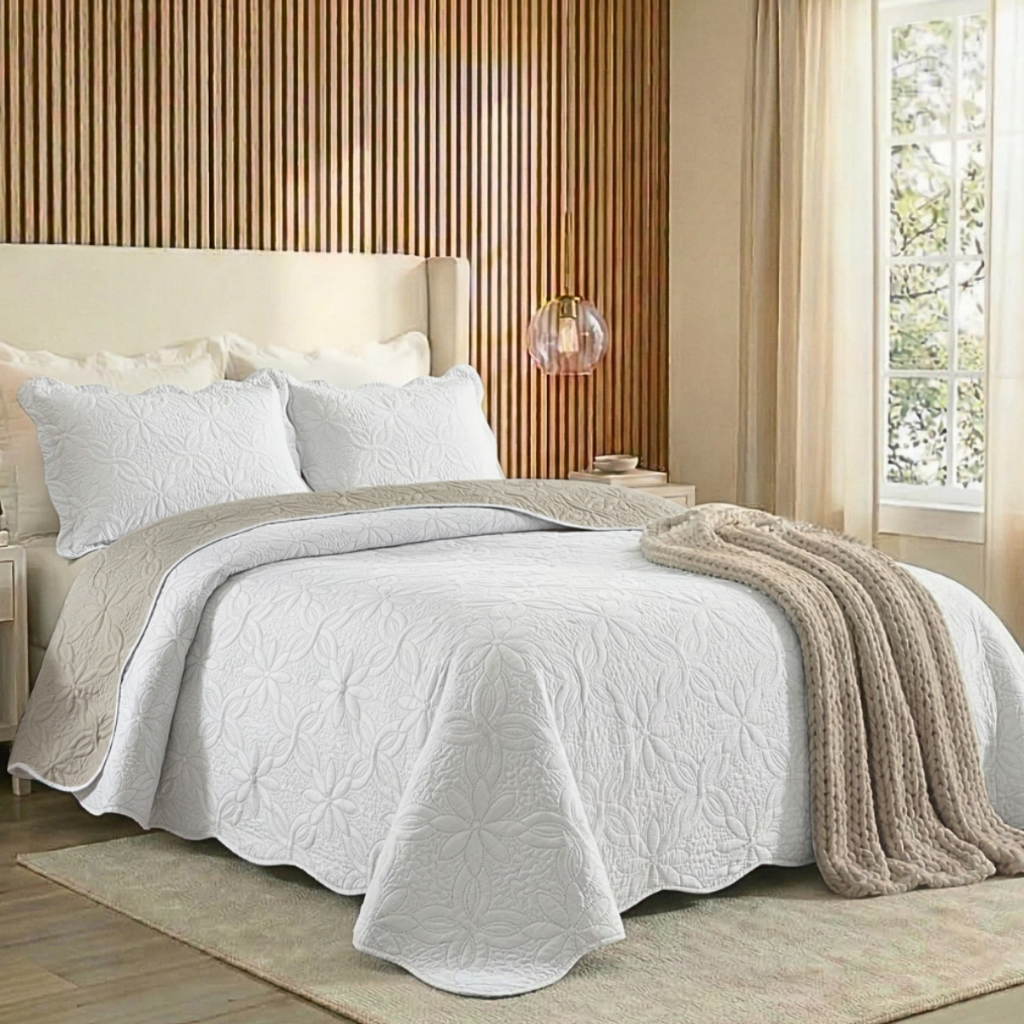 Kit Cobre Leito Queen Dupla Face 3 Peças Colcha De Cama Queen Luxo Matelado Bouti Cozzilar