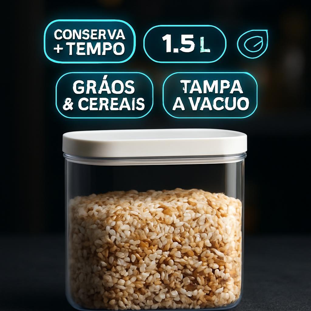 Pote Hermético a Vácuo 1500 ml – Vedação Forte, Livre de Vazamentos, Ideal para Temperos e Grãos