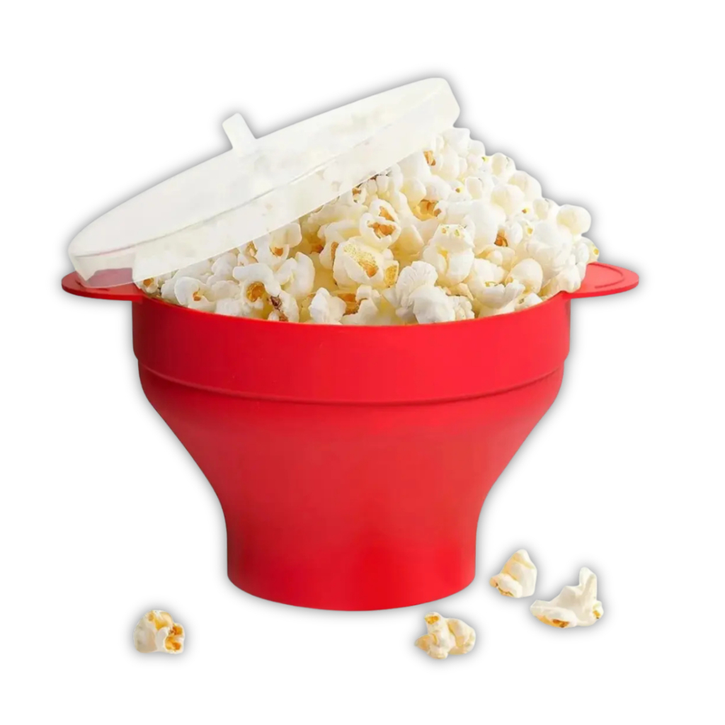 Pipoqueira Grande Para Micro-ondas Sem Óleo Balde Pipoca Silicone Redonda Com Tampa Livre BPA