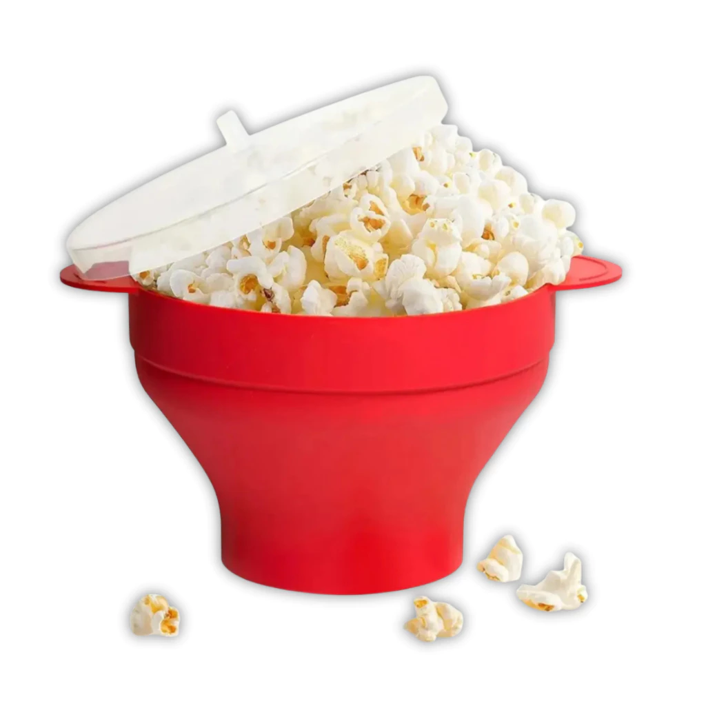 Pipoqueira Grande Para Micro-ondas Sem Óleo Balde Pipoca Silicone Redonda Com Tampa Livre BPA