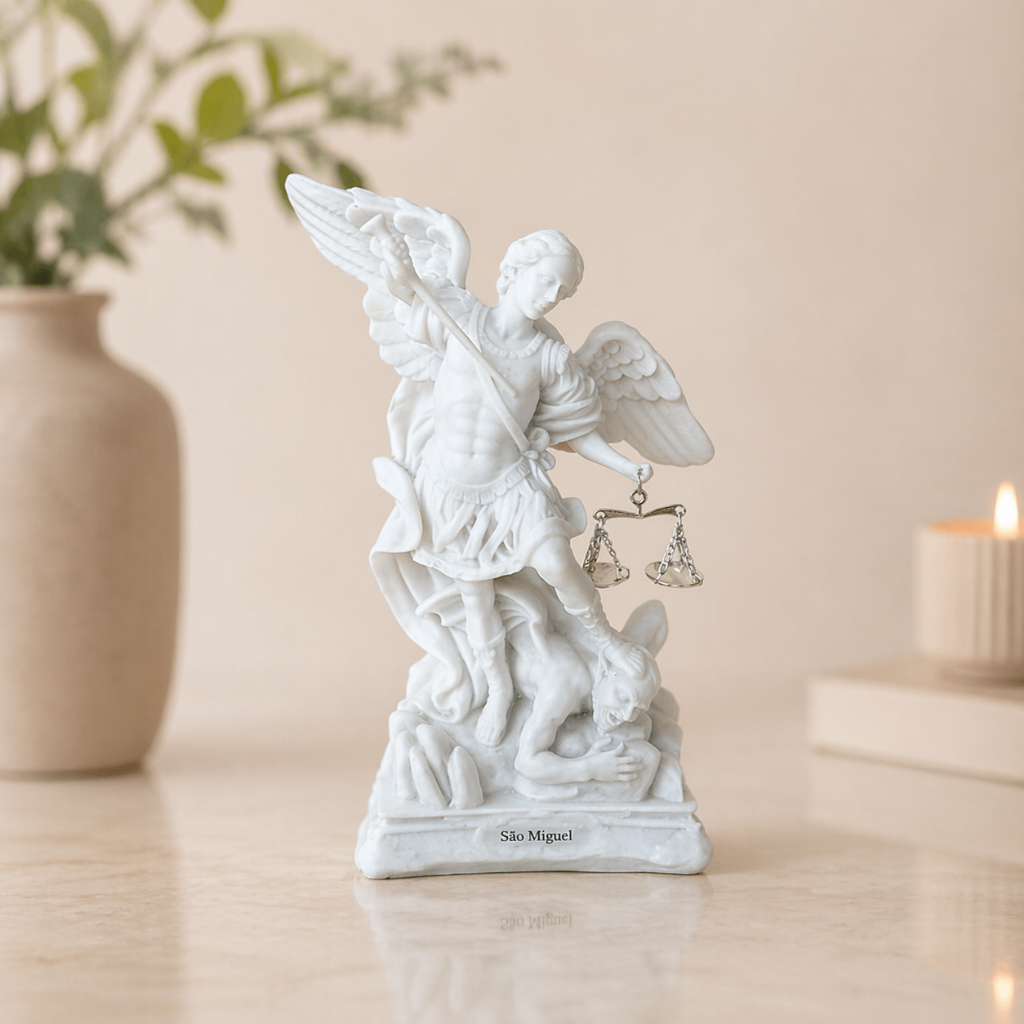 São Miguel Arcanjo 20cm Mármore Estátua Religiosa Católica Proteção Decoração Altar Presente Fé Imagem Religiosa Santo
