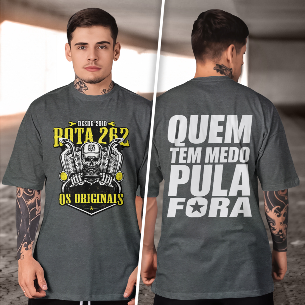 Camiseta ROTA 262 COM CAVEIRA  Básica Premium 100 % ALGODAO
