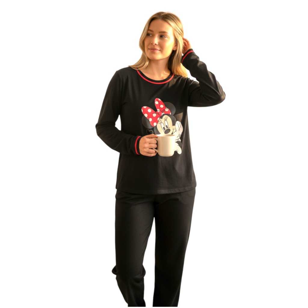 Pijama Feminino Longo Adulto de Inverno, Roupas de Dormir em malha