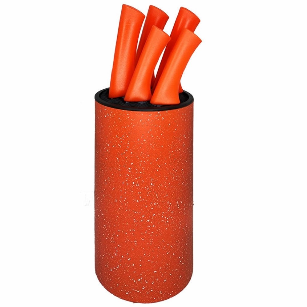 Conjunto de Facas com Cepo Laranja 6 Peças Wincy