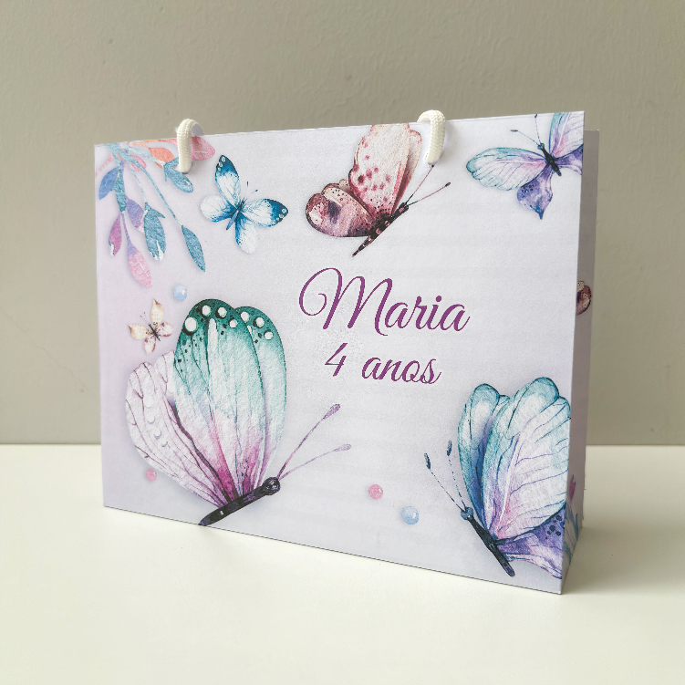 Sacolinha Sacola Personalizada | Chá de bebe | Lembrancinha Jardim das borboletas Lilás 2