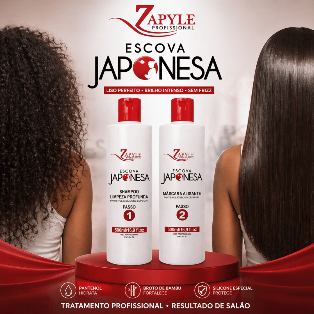 Kit Progressiva Japonesa Zapyle Liso Perfeito Shampoo 500ml Mascara 500ml