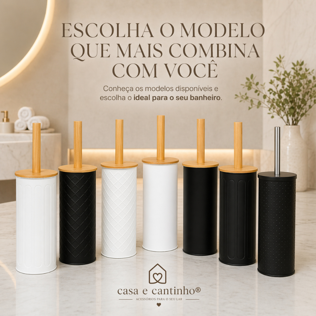 Escova Sanitária Limpeza Vaso Sanitário Privada Moderna Multiuso Higiênica Aço Inox C/ Suporte