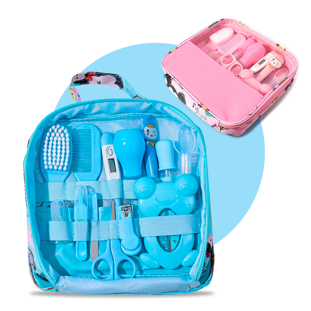 Kit Higiene Infantil Bebê 13 Peças Recém Nascido Bolsa Completo