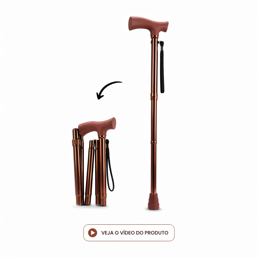 Bengala Dobrável Com Regulagem Mebuki Bronze Idoso