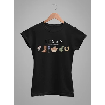 Baby Tee Y2K Feminina- Estampa Texas, Conforto Elástico e Versátil para Primavera/Verão/Outono