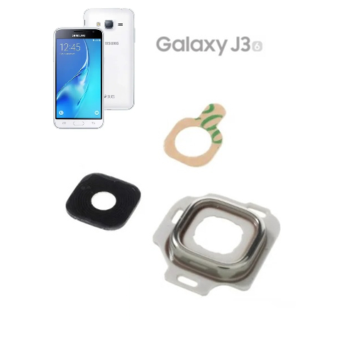 Vidro Câmera Traseira compatível com Galaxy J3 2016 sm-J320 Samsung Lente Moldura J320m