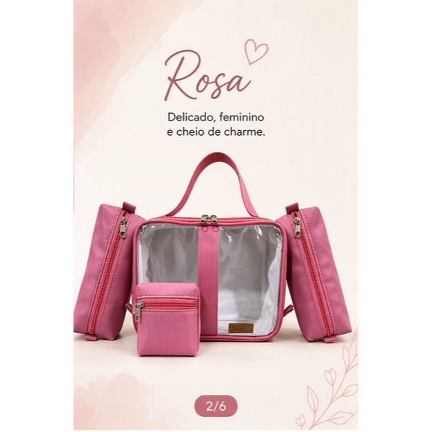 Kit Necessaires Nk 4 Peças Organizador Feminino Viagem Dia a Dia Presente Dia das Mães