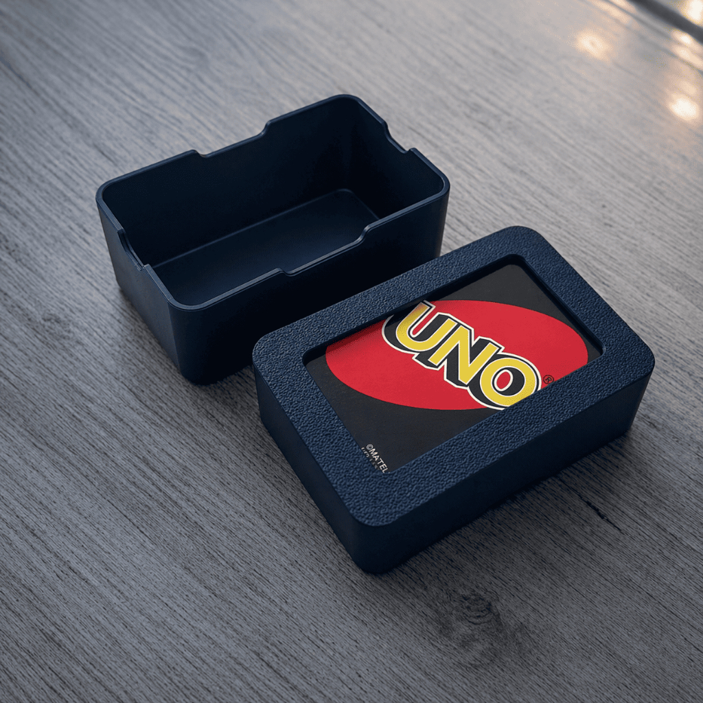 Caixa Organizadora para Cartas UNO | Porta Baralho Compacto com Tampa Segura | Case Jogo Cartas