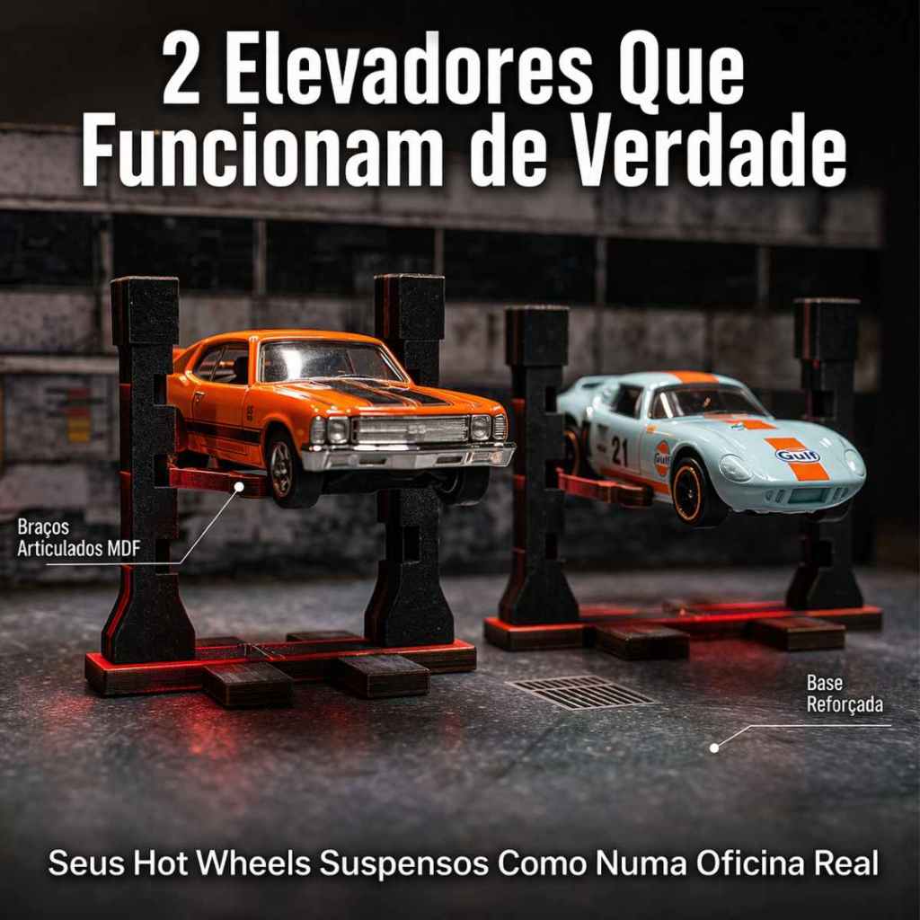 Diorama Oficina 1:64 Com Elevadores Hotwheels Mdf 15 Peças - Rampa