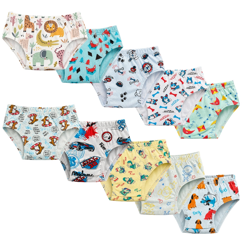 Kit 5-10 Cueca Infantil 100% Algodão Estampada Tecido Premium com Forro