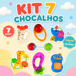 Kit 7 Chocalhos Bebê Brinquedo Sensorial c/ Sons Desenvolvimento Estímulo Infantil