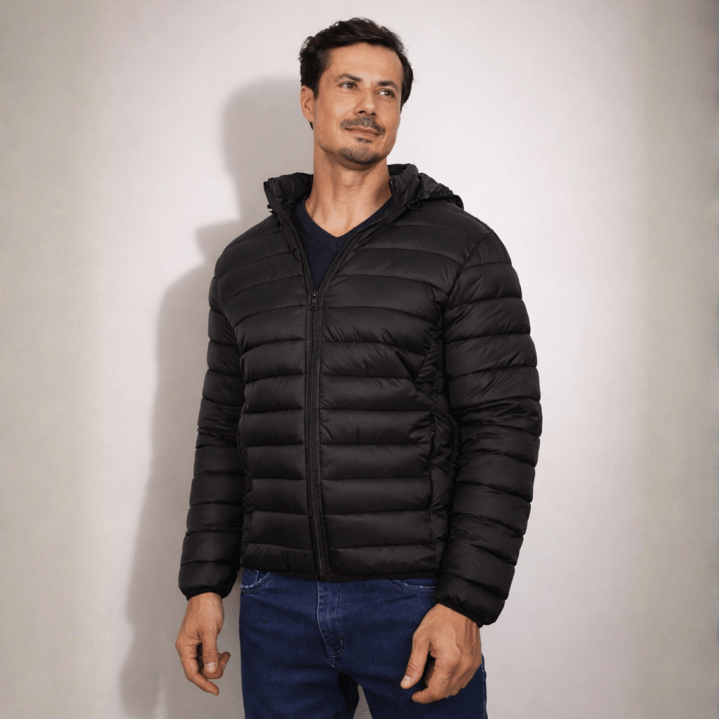 Jaqueta Masculina Bobojaco Puffer Nylon Impermeável Bolso Interno Capuz Removível Casaco Gominho