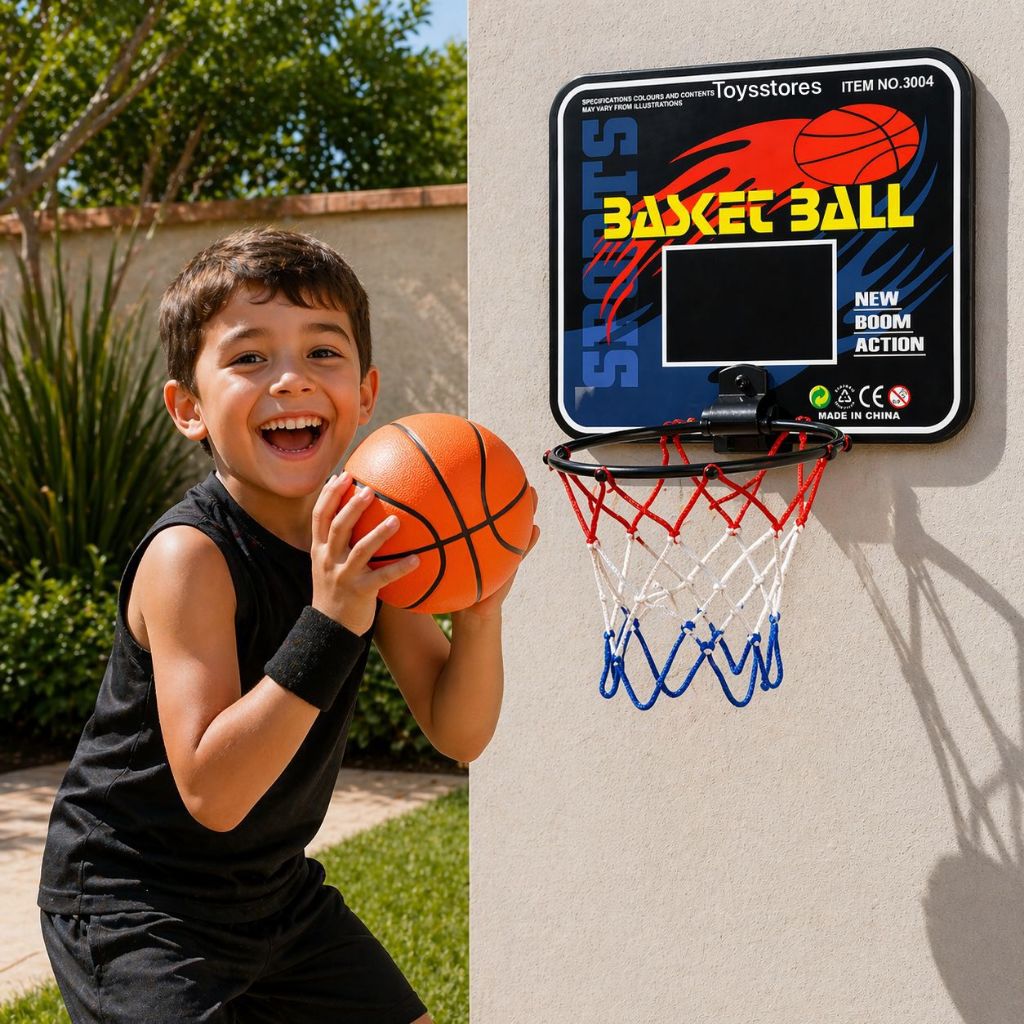 Cesta de Basquete Infantil com Bola Mini Basquet Móvel Conjunto Treino Infantil