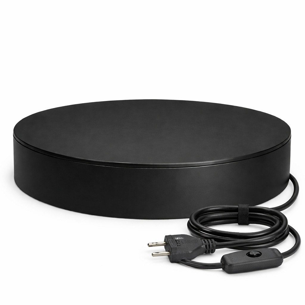 Expositor Giratório Elétrico Base Vitrine Produtos Bolo Confeitaria Bailarina Suporta Até 8kg