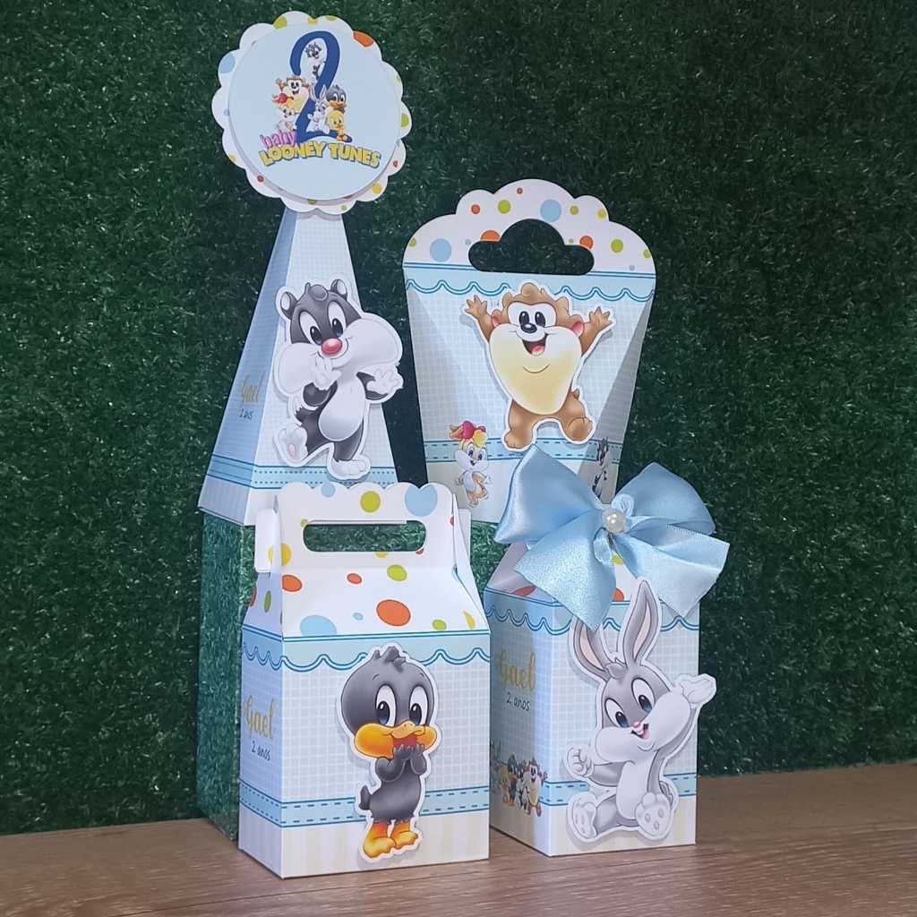 Kit Festa Personalizados LOONEY TUNES -MENINO - Caixinhas para Lembrancinhas Aniversário - PAPEL FOTOGRÁFICO