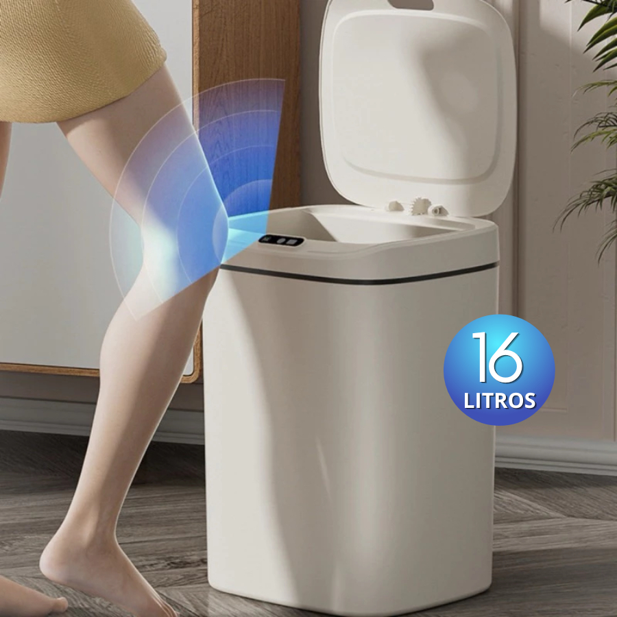 Lixeira Automática 16L Sem Toque Sensor Infravermelho Tampa para Cozinha Banheiro Escritório Quarto