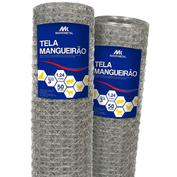 Kit 2 Telas Mangueirão 0,80x50m Cerca Rural Forte Fio 18 Galvanizada Envio Imediato