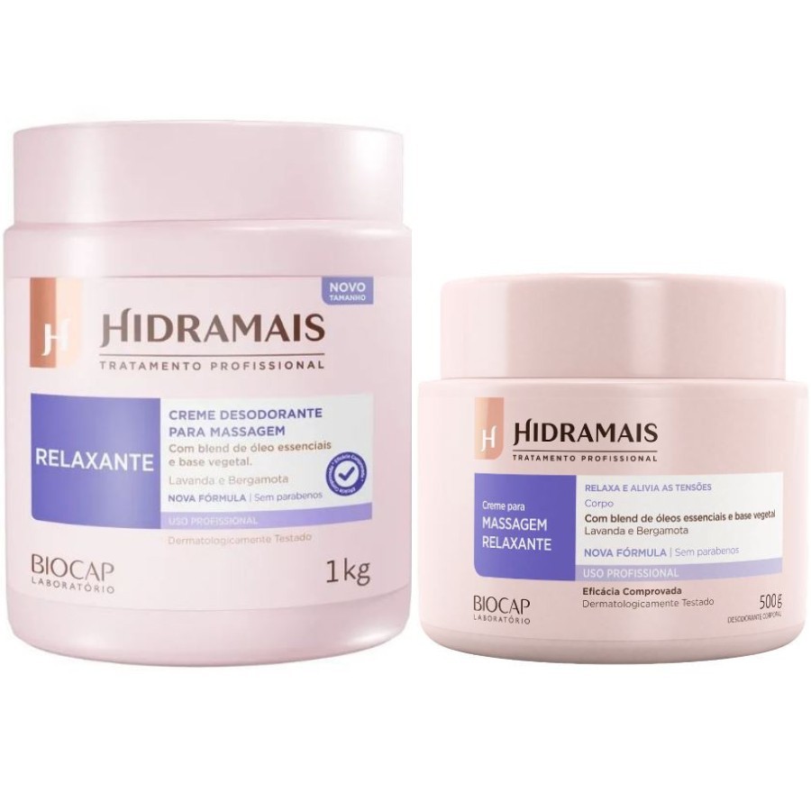 Creme para Massagem Hidramais com Relaxamento e Alívio de Tensões 1kg ou 500g