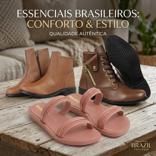 Kit 3 Pares Sapatos Femininos Bota Cano Curto Ziper+ Bota Cano Curto e Sandália Ipanema Slide Conforto Estilo