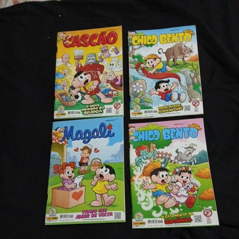 Kit 4 Gibis Turma Da Mônica-Chico Bento- Magali -Cascão (números 16-23-27) ano 2016