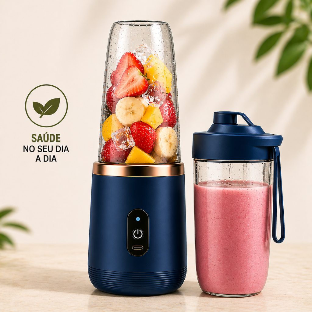Mini Liquidificador Portátil USB Recarregável 400ml | Mini Mixer Sem Fio para Shakes | Smoothies | Academia