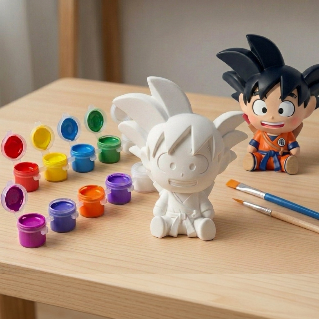 Kit Pintura Infantil Goku Boneco Action Figure Geek DIY