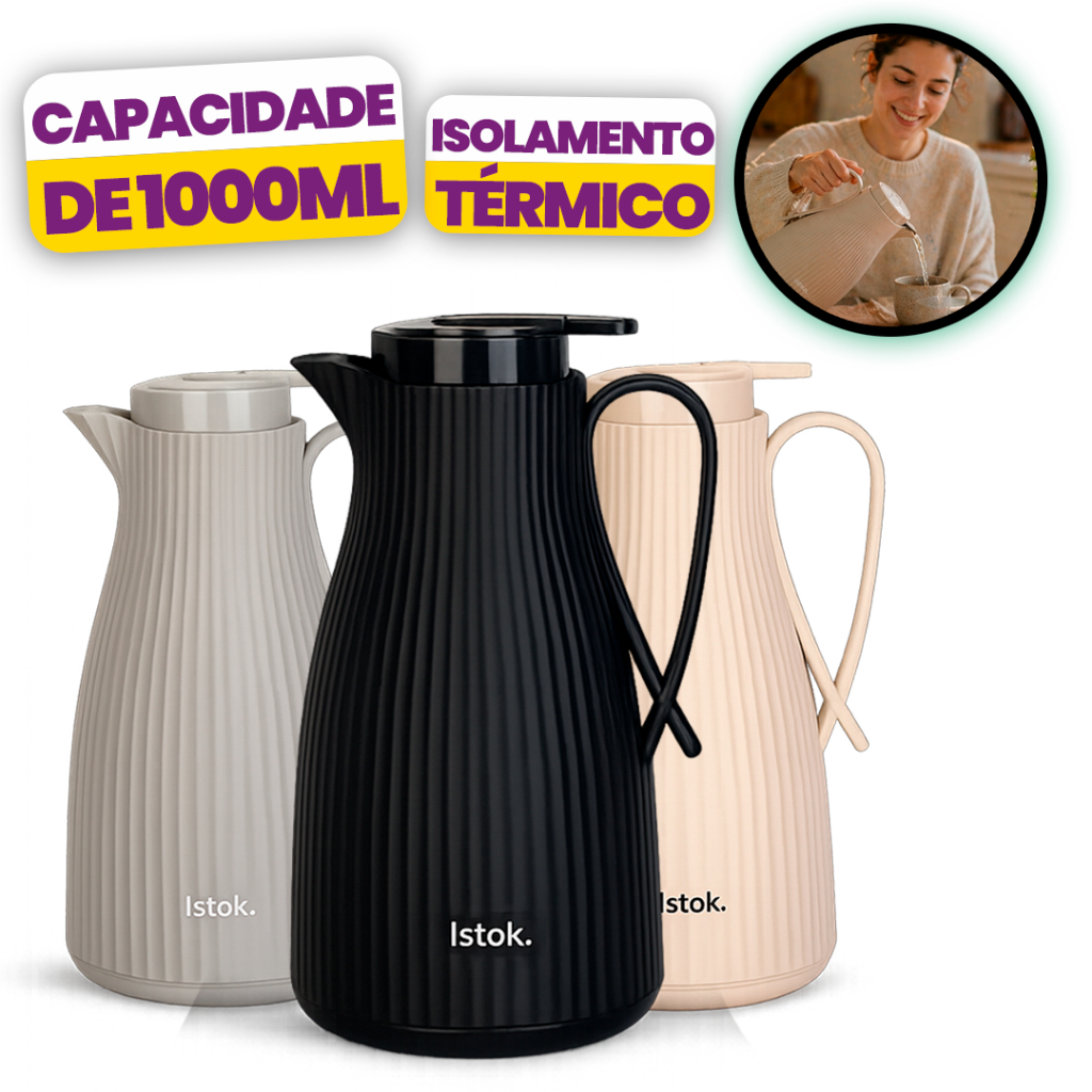 Garrafa Termica Charming - Café Chás bebidas quentes - Design moderno e Elegante - Varias Cores