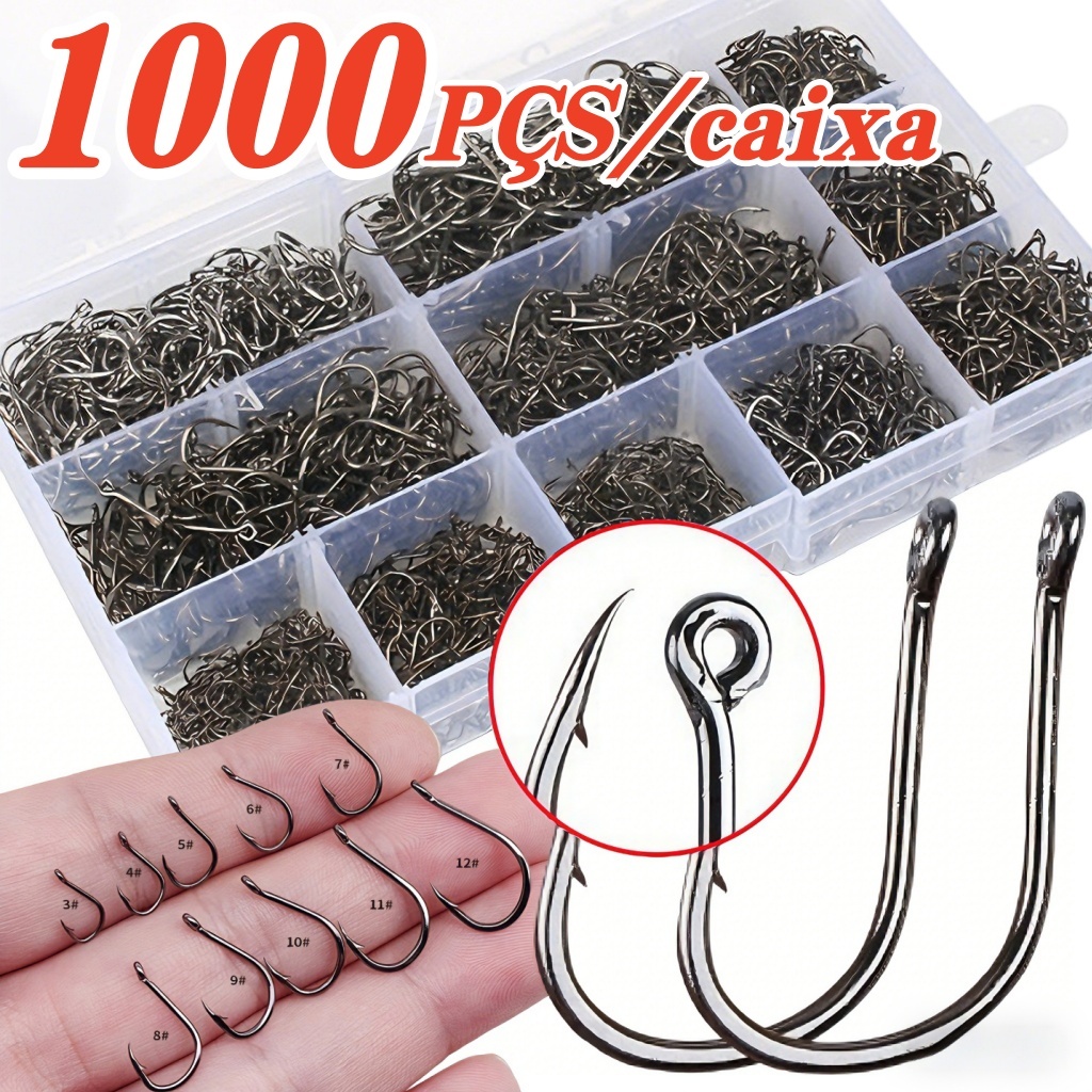 Kit 1000 pçs acessórios para pesca de anzol alto carbono anzóis mistas tamanho de pesca de misto de aço