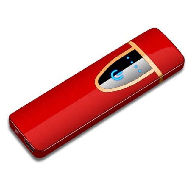 Isqueiro Elétrico Recarregável USB Touch Sem Chama à Prova de Vento - Vermelho