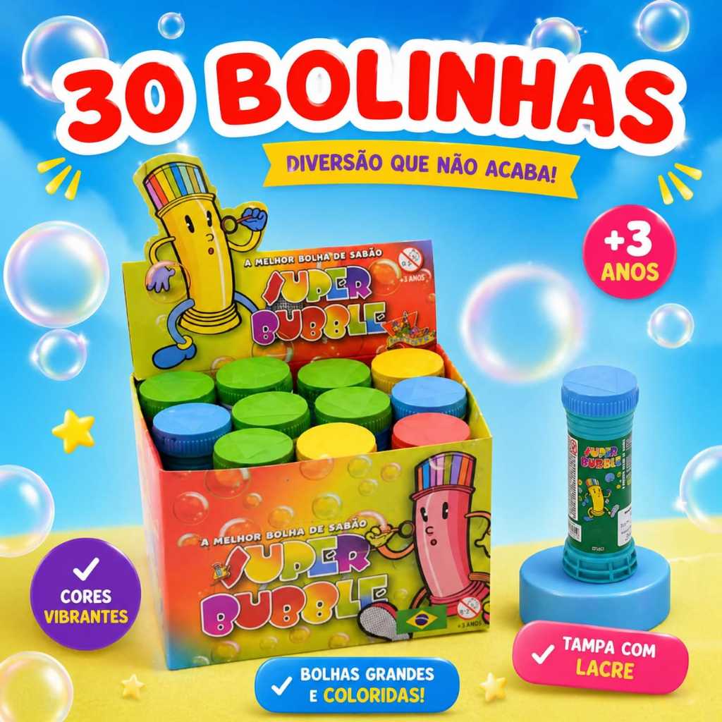 Kit 30 Bolhas de Sabão Para Brincadeira e Decoração de Festa 10,15,20,25,30