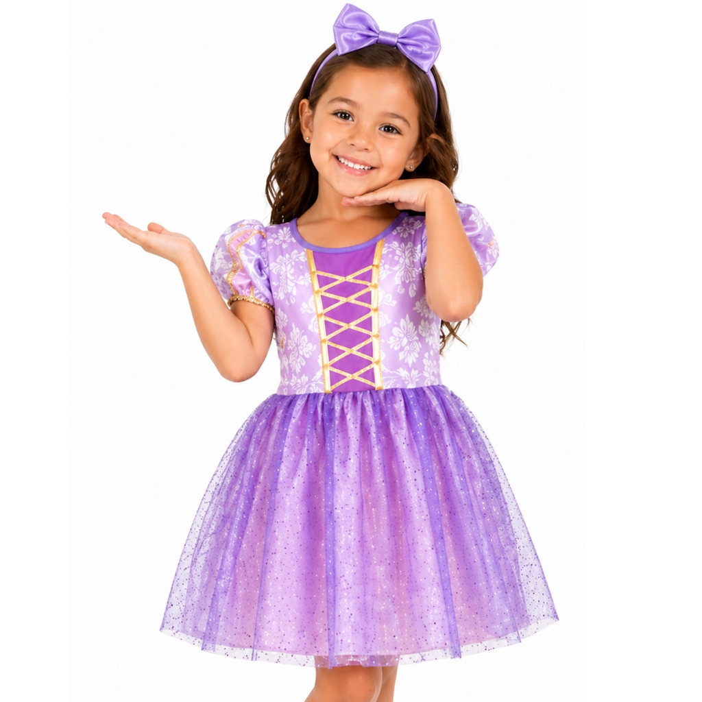 Fantasia Rapunzel Infantil Vestido Princesa Enrolados Soft