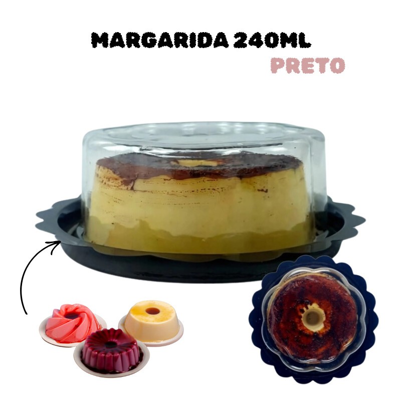 5~15 Embalagem Margarida 240ml Preto Para Mini Bolos Pudim Gelatina Festa Sobremesas Armazena Flip