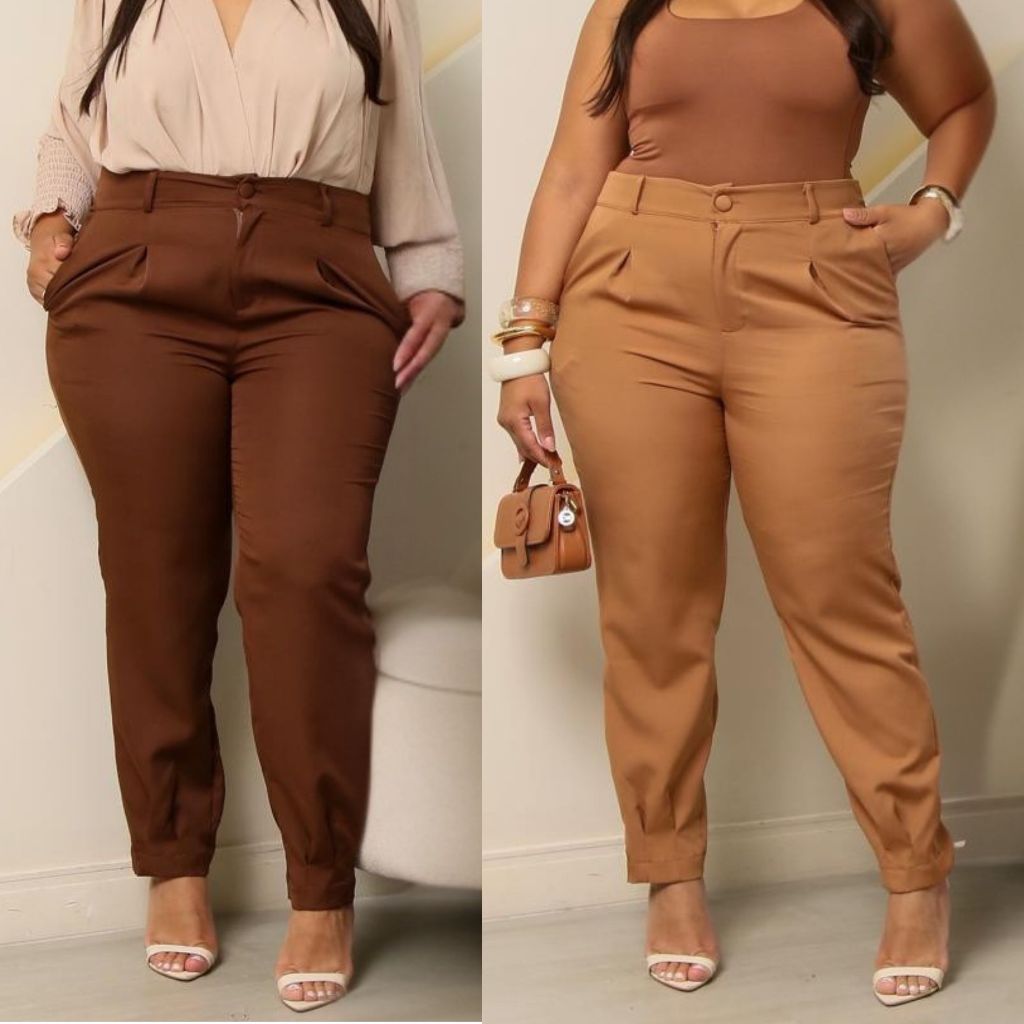 Calça Alfaiataria Feminina  Social Casual Reta plissada Elegante Plus size mais vendidas do ano