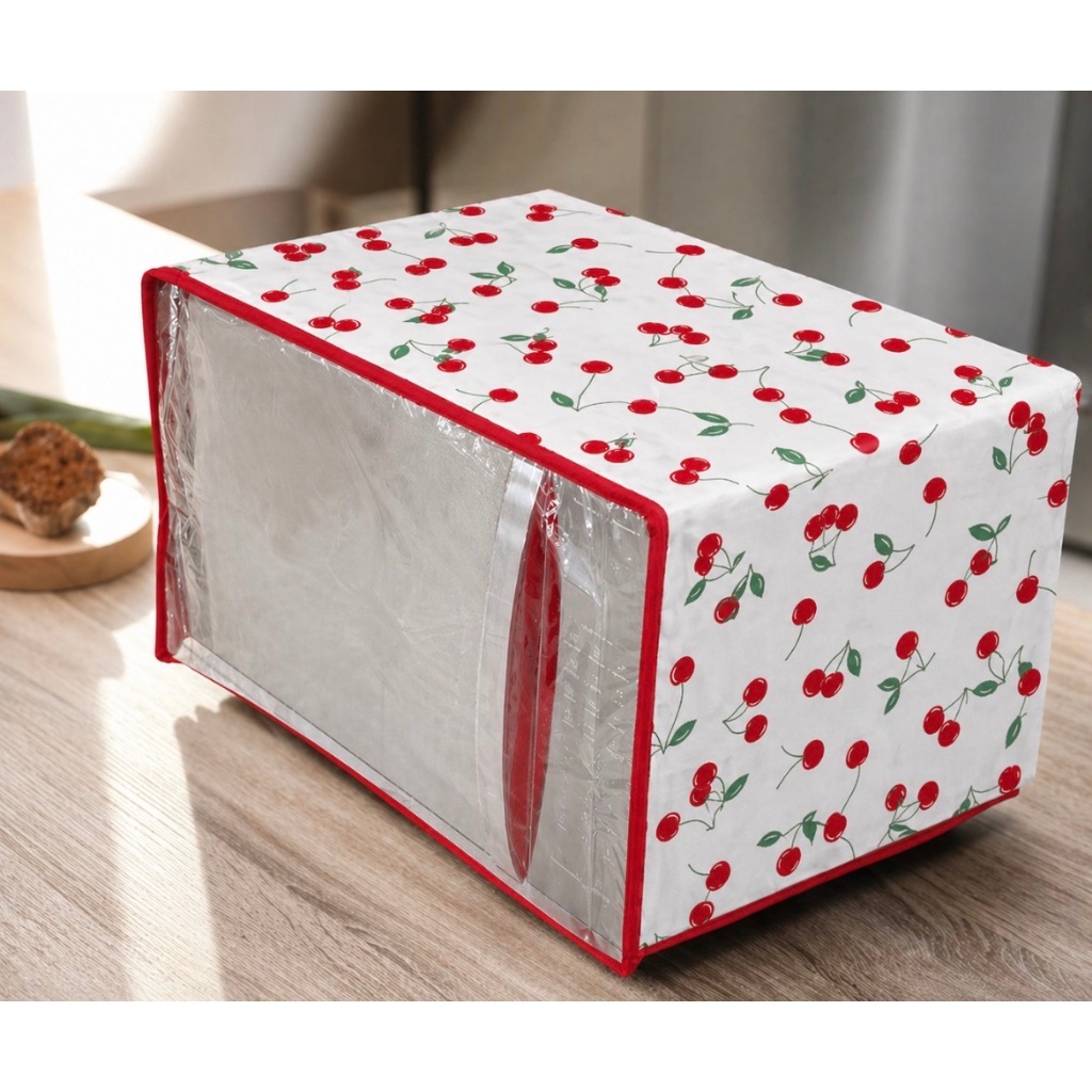 Capa para Microondas com visor PVC transparente estampa frutas / protege Microondas