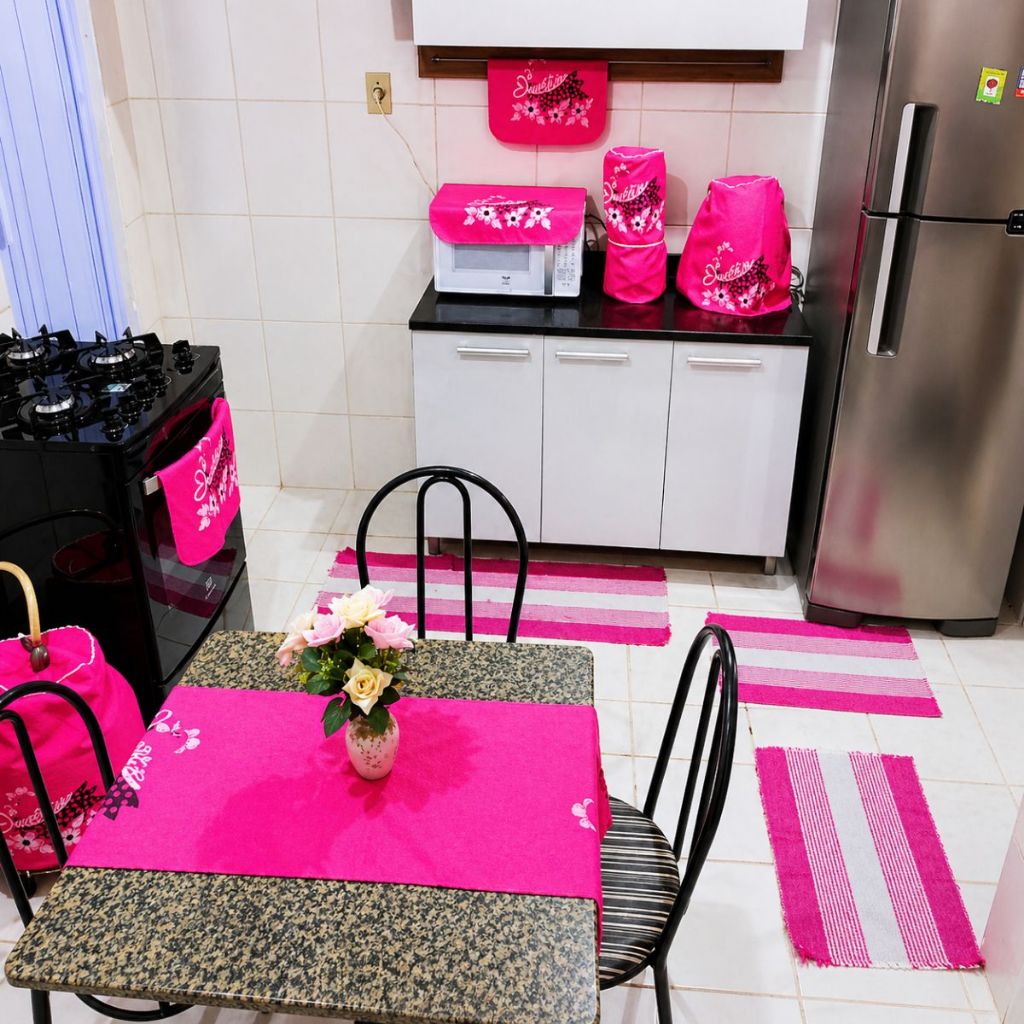 Kit Tapete Pano Cozinha 10 Peças Passadeira Estampado Capa Utensílio Tecido Algodão Barato Envio 24h