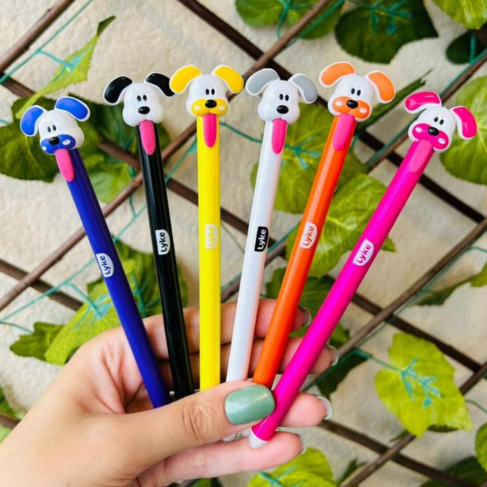 Caneta Lyke Cachorrinho Cachorro Puxa Lingua Papelaria Fofa Material Escolar Kawaii