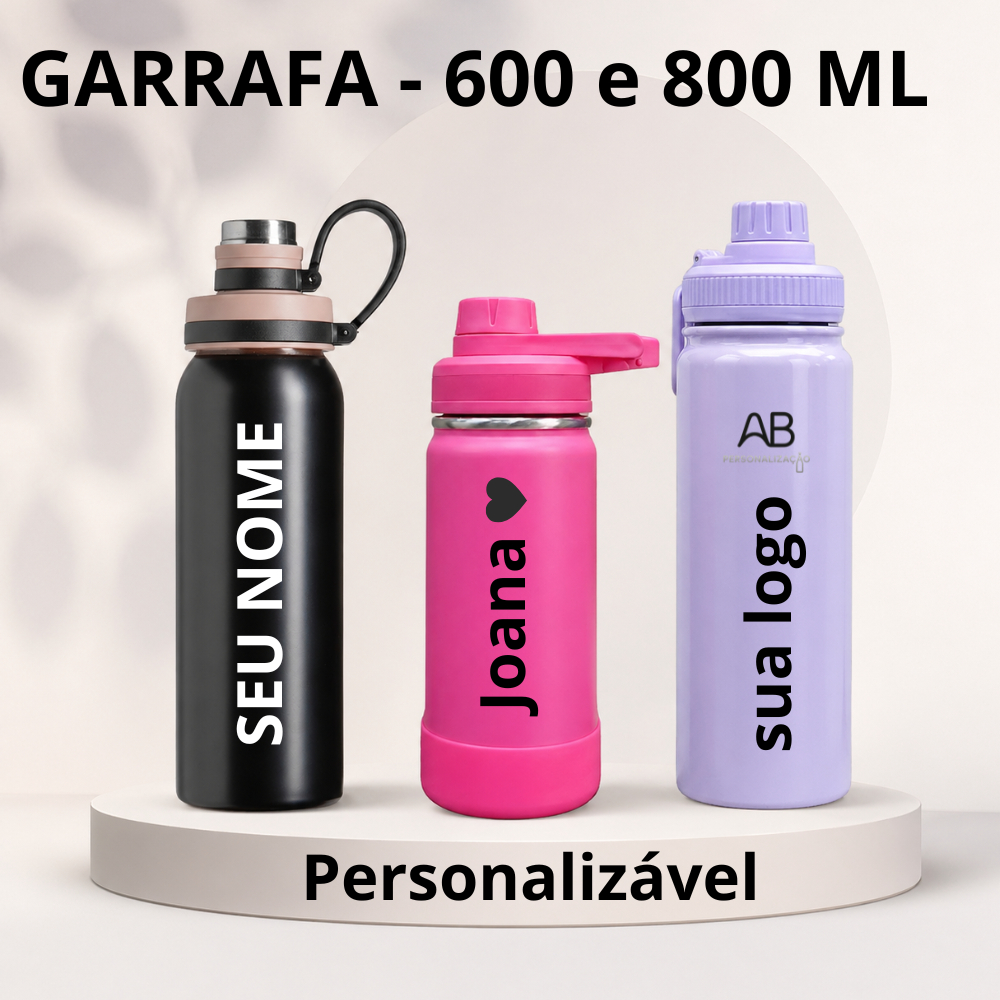 Garrafa Inox 800 ml - Alta Qualidade Personalizada - Logo