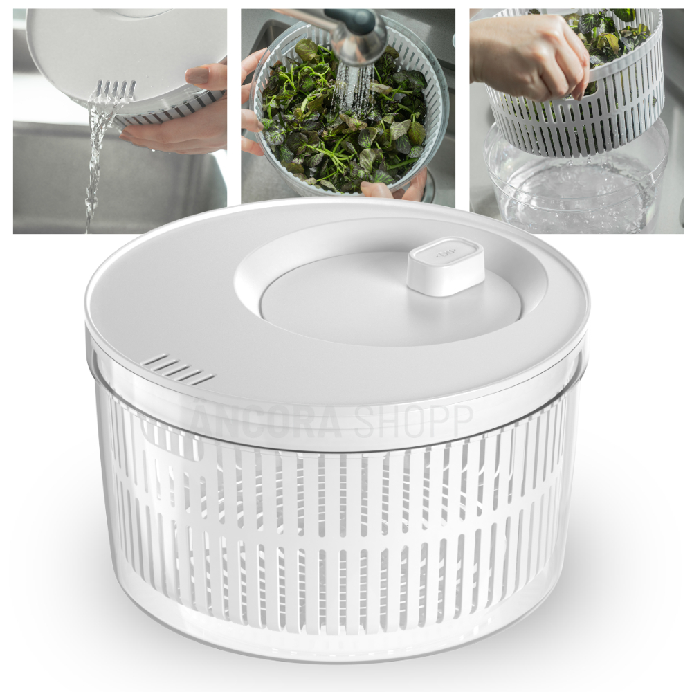 Organizador de Geladeira 5,5l Secador de Salada Centrifuga Secador de Salada Giratório em Acrílico