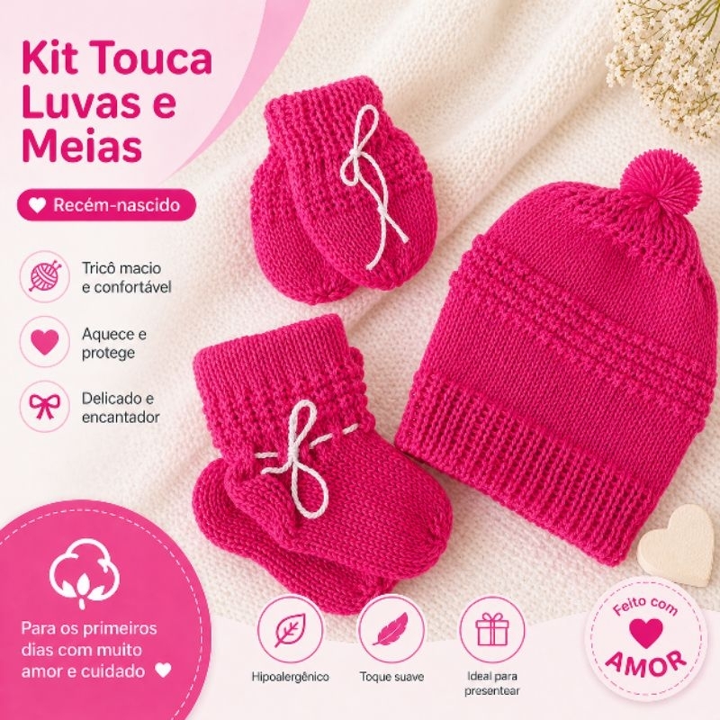 KIT BEBÊ RECEM NASCIDO LÃ 3 PEÇAS - ENXOVAL DE BEBÊ - SAÍDA DE MATERNIDADE.
