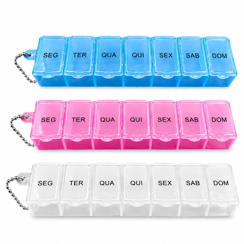 Kit 3 Porta Comprimidos Organizador Semanal