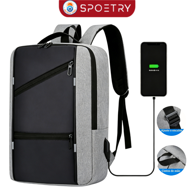 Mochila de Viagem Multifuncional à Prova d'água Expansível Impermeável Reforçada Executiva para Notebook