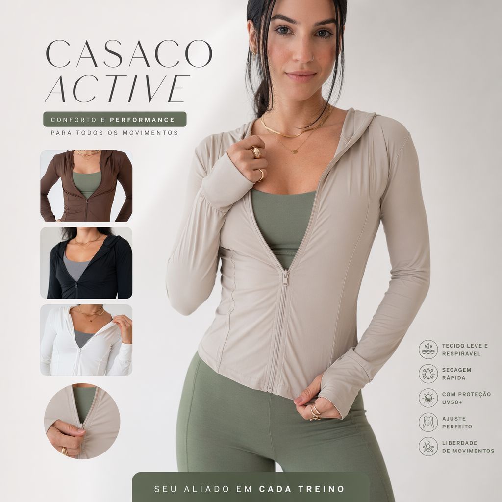 Jaqueta Casaquinho Casaco com Capuz Academia Feminina Modeladora Yoga Modelagem Justa Tecido Macio Dedinho